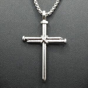 Silver Necklace Cross Crucifix Nails Jesus Bible Christian Catholic Faith Gift